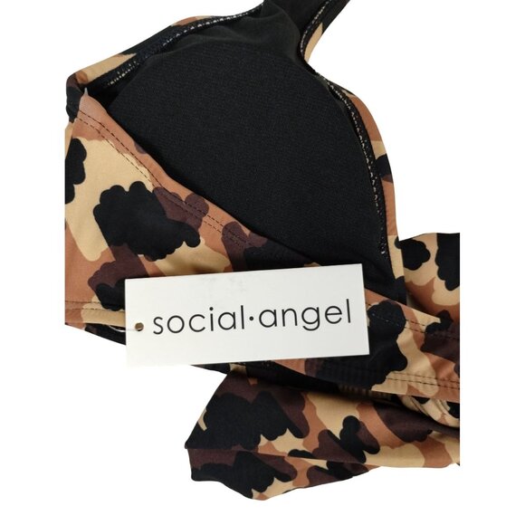 Social Angel Womens XL Brown Spotted Leopard Bikini Top - Picture 4 of 9